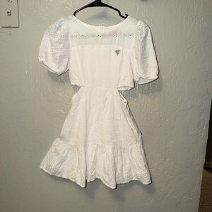 Guess White Eyelet Dress with Embellished Detail